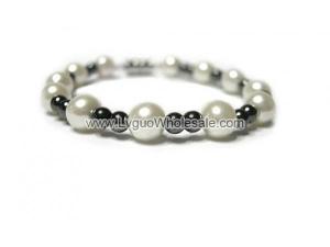 Magnet Clasp - 18cm Hematite Stone Beaded Bracelet